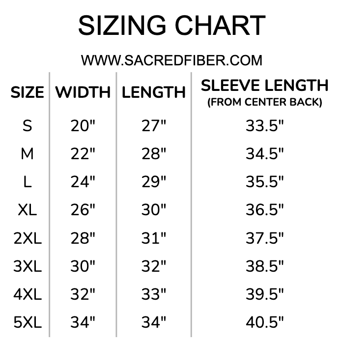 sacredfiber.com - Sizing Chart